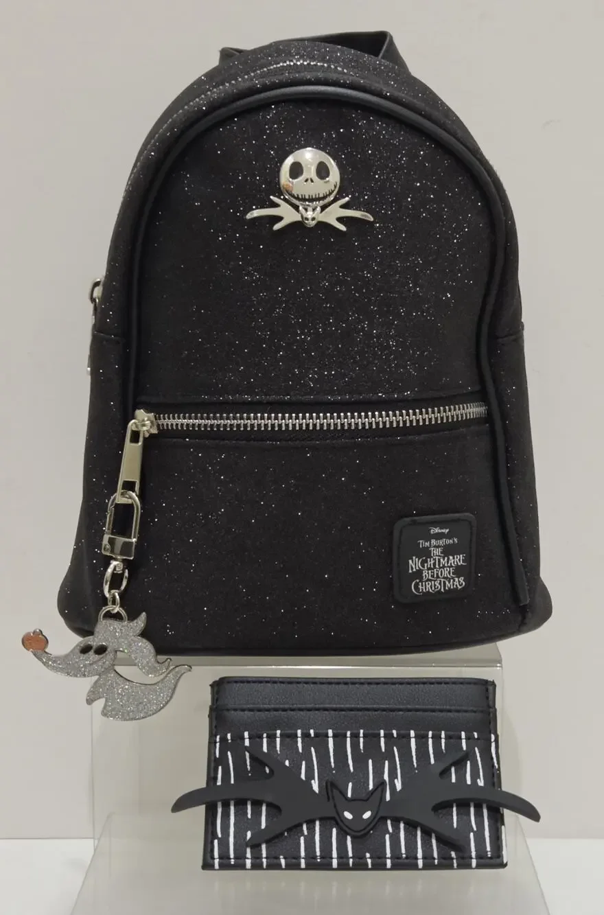 Disney Nightmare Before Christmas Set Mini Backpack ID Wallet Keychain Open Box